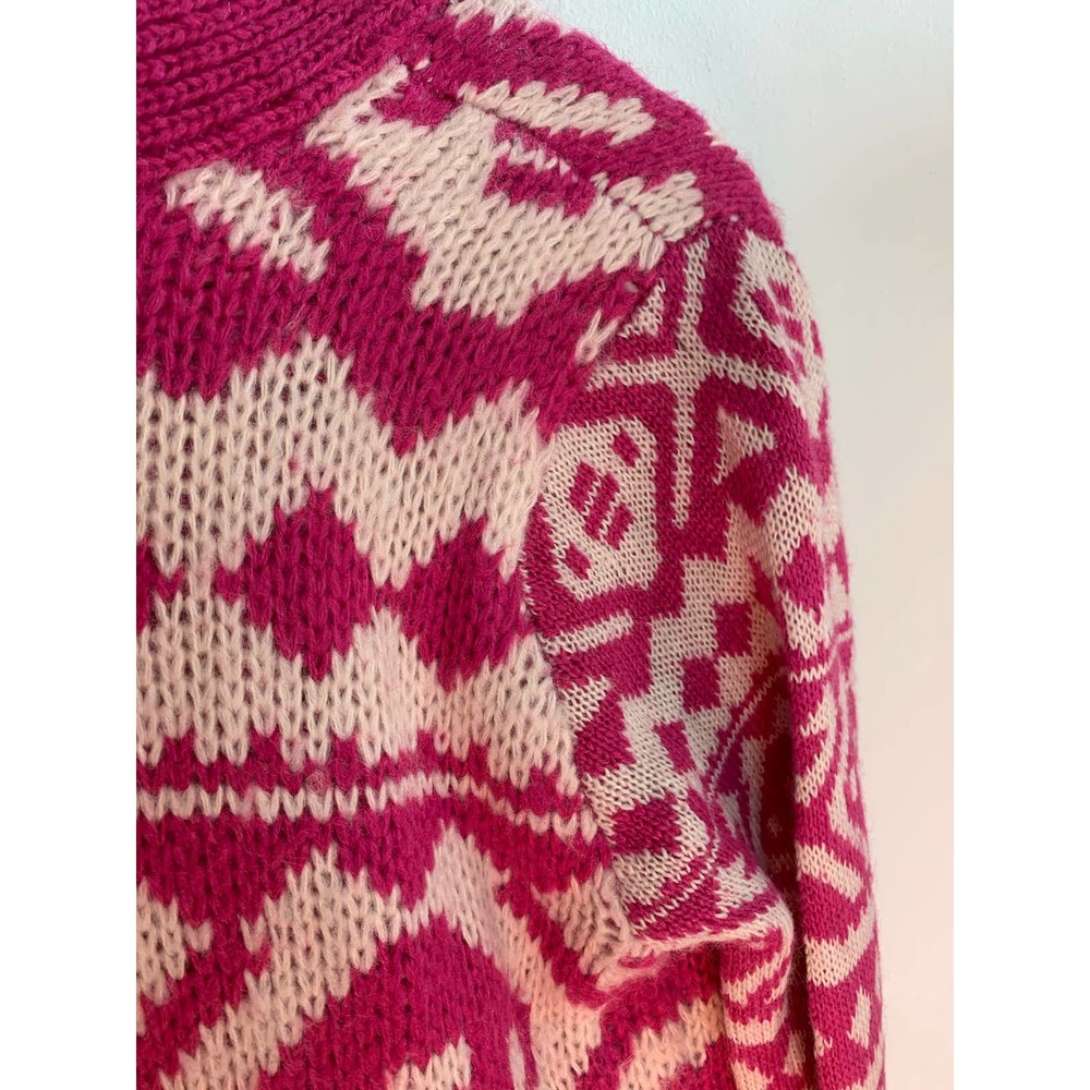 Forever 21 Pink + White Fair Isle Knit Cardigan Sweater — Women's XS X-Small EUC - Picture 13 of 15